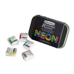 Schmincke Akademie Aquarell Taş Tablet Sulu Boya Seti Neon Renkler Yarım Tablet 5 Renk Metal Kutu - 2