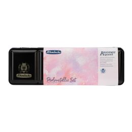 Schmincke Akademie Aquarell Taş Tablet Sulu Boya Seti Perlmetallic Yarım Tablet 12 Renk Metal Kutu - 1