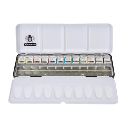 Schmincke Akademie Aquarell Taş Tablet Sulu Boya Seti Perlmetallic Yarım Tablet 12 Renk Metal Kutu - 2