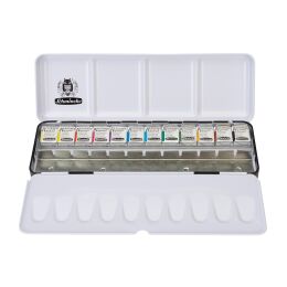 Schmincke Akademie Aquarell Taş Tablet Sulu Boya Seti Perlmetallic Yarım Tablet 12 Renk Metal Kutu - 2