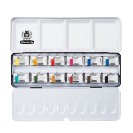 Schmincke Akademie Aquarell Taş Tablet Sulu Boya Seti Tam Tablet 12 Renk Metal Kutu - 1