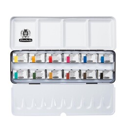 Schmincke Akademie Aquarell Taş Tablet Sulu Boya Seti Tam Tablet 12 Renk Metal Kutu - Schmincke