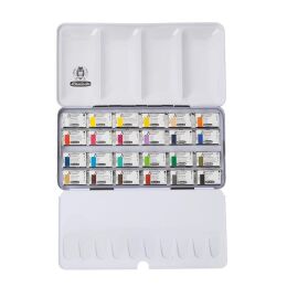 Schmincke Akademie Aquarell Taş Tablet Sulu Boya Seti Tam Tablet 24 Renk Metal Kutu - 1