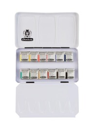 Schmincke Akademie Aquarell Taş Tablet Sulu Boya Seti Yarım Tablet 12 Renk Metal Kutu - 2