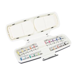 Schmincke Akademie Aquarell Taş Tablet Sulu Boya Seti Yarım Tablet 20 Renk Plastik Kutu - 1