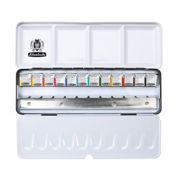 Schmincke Akademie Aquarell Taş Tablet Sulu Boya Seti Yarım Tablet 12 Renk Metal Kutu - 1