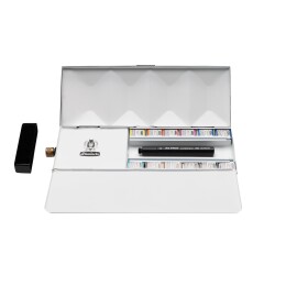Schmincke Horadam Aquarell Taş Tablet Sulu Boya Seti Artist Seri Yarım Tablet 12 Renk Özel Üretim Su Hazneli Metal Kutu - 2