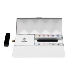 Schmincke Horadam Aquarell Taş Tablet Sulu Boya Seti Artist Seri Yarım Tablet 12 Renk Özel Üretim Su Hazneli Metal Kutu - 2