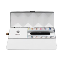Schmincke Horadam Aquarell Taş Tablet Sulu Boya Seti Artist Seri Yarım Tablet 12 Renk Özel Üretim Su Hazneli Metal Kutu - 1