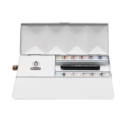 Schmincke Horadam Aquarell Taş Tablet Sulu Boya Seti Artist Seri Yarım Tablet 12 Renk Özel Üretim Su Hazneli Metal Kutu - 1