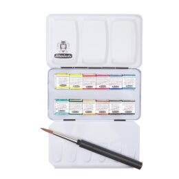 Schmincke Horadam Aquarell Taş Tablet Sulu Boya Seti Cep Tipi Artist Seri Yarım Tablet 12 Renk Metal Kutu - 1