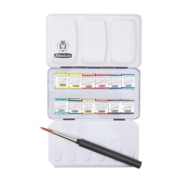 Schmincke Horadam Aquarell Taş Tablet Sulu Boya Seti Cep Tipi Artist Seri Yarım Tablet 12 Renk Metal Kutu - Schmincke