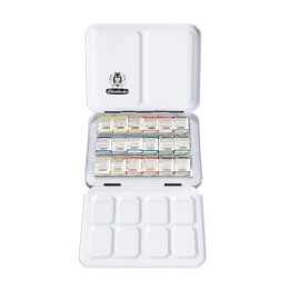 Schmincke Horadam Aquarell Taş Tablet Sulu Boya Seti Deri Kılıf ve Fırça Hediyeli Yarım Tablet 18 Renk - 3