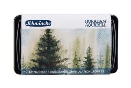 Schmincke Horadam Aquarell Taş Tablet Sulu Boya Seti Supergranulation Forest Yarım Tablet 5 Renk Metal Kutu - 1