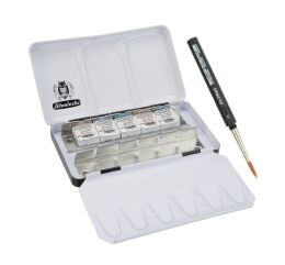 Schmincke Horadam Aquarell Taş Tablet Sulu Boya Seti Supergranulation Galaxy Yarım Tablet 5 Renk Metal Kutu - 2