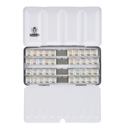Schmincke Horadam Aquarell Taş Tablet Sulu Boya Seti Supergranulation Yarım Tablet 40 Renk Metal Kutu - 2