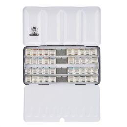 Schmincke Horadam Aquarell Taş Tablet Sulu Boya Seti Supergranulation Yarım Tablet 40 Renk Metal Kutu - 2