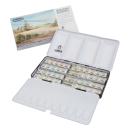 Schmincke Horadam Aquarell Taş Tablet Sulu Boya Seti Supergranulation Yarım Tablet 40 Renk Metal Kutu - 1