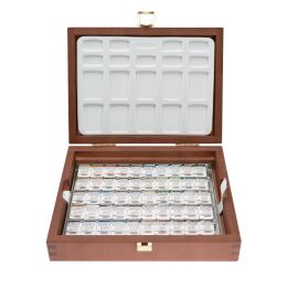 Schmincke Horadam Aquarell Taş Tablet Sulu Boya Seti Supergranulation Yarım Tablet 50 Renk Ahşap Kutu - 1
