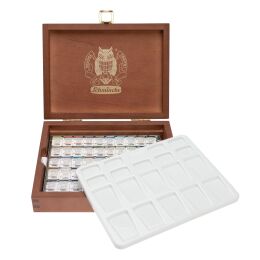 Schmincke Horadam Aquarell Taş Tablet Sulu Boya Seti Supergranulation Yarım Tablet 50 Renk Ahşap Kutu - 2