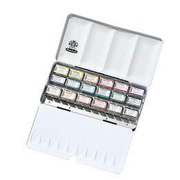 Schmincke Horadam Aquarell Taş Tablet Sulu Boya Seti Tam Tablet 18 Renk Metal Kutu - Schmincke