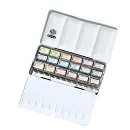 Schmincke Horadam Aquarell Taş Tablet Sulu Boya Seti Tam Tablet 18 Renk Metal Kutu - 1