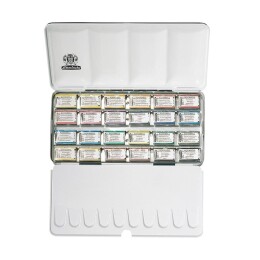 Schmincke Horadam Aquarell Taş Tablet Sulu Boya Seti Tam Tablet 24 Renk Metal Kutu - Schmincke