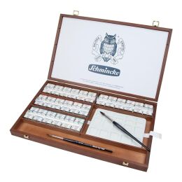 Schmincke Horadam Aquarell Taş Tablet Sulu Boya Seti Tam Tablet 48 Renk Ahşap Kutu - 3