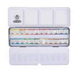 Schmincke Horadam Aquarell Taş Tablet Sulu Boya Seti Artist Seri Yarım Tablet 24 Renk Metal Kutu - 1