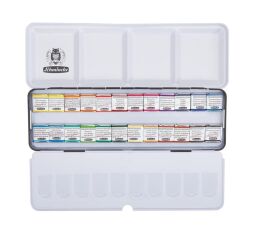 Schmincke Horadam Aquarell Taş Tablet Sulu Boya Seti Artist Seri Yarım Tablet 24 Renk Metal Kutu - 1