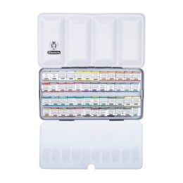 Schmincke Horadam Aquarell Taş Tablet Sulu Boya Seti Yarım Tablet 48 Renk Metal Kutu - 1