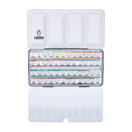 Schmincke Horadam Aquarell Taş Tablet Sulu Boya Seti Yarım Tablet 48 Renk Metal Kutu - 1