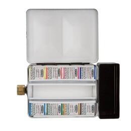 Schmincke Horadam Aquarell Taş Tablet Sulu Boya Seti Yarım Tablet 8 Renk Metal Kutu - 1