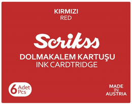 Scrikss Dolma Kalem Kartuşu 6'lı Kutu KIRMIZI - 1