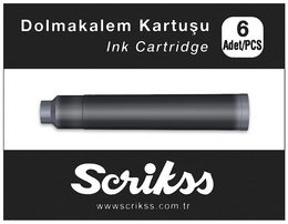Scrikss Dolma Kalem Kartuşu 6'lı Kutu SİYAH - 1