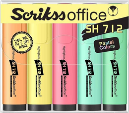 Scrikss Office Highlighter Fosforlu İşaretleme Kalemi Seti 5 Renk Pastel Renkler