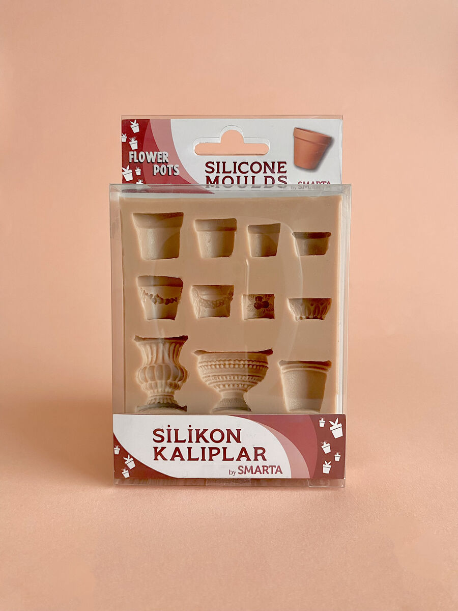 Smarta Silicone Moulds Silikon Epoksi Ve Polimer Kil Kalıbı Flower Pots