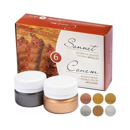 St. Petersburg Sonnet Metalik Guaj Yaldız Boya Seti 6 Renk x 20 ml. - 1