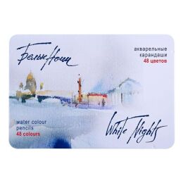 St. Petersburg White Nights Aquarell Sulu Boya Kalemi Seti 48 Renk Metal Kutu - 1
