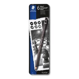 Staedtler Mars Lumograph Black Dereceli Kalem Karakalem Eskiz Çizim Seti 6'lı Metal Kutu - 1