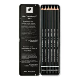 Staedtler Mars Lumograph Black Dereceli Kalem Karakalem Eskiz Çizim Seti 6'lı Metal Kutu - 2
