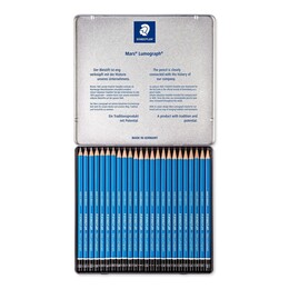 Staedtler Mars Lumograph Dereceli Kalem Karakalem Eskiz Çizim Seti 20'li Metal Kutu (9B-9H) - 2