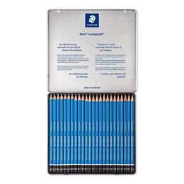 Staedtler Mars Lumograph Dereceli Kalem Karakalem Eskiz Çizim Seti 20'li Metal Kutu (9B-9H) - 2