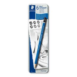 Staedtler Mars Lumograph Dereceli Kalem Karakalem Eskiz Çizim Seti 6'lı Metal Kutu - 1