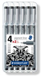 Staedtler Pigment Liner Teknik Çizim Kalemi Seti 6'lı Plastik Kutulu - Thumbnail