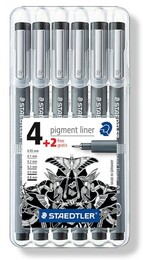 Staedtler Pigment Liner Teknik Çizim Kalemi Seti 6'lı Plastik Kutulu - 1