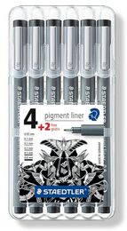 Staedtler Pigment Liner Teknik Çizim Kalemi Seti 6'lı Plastik Kutulu - 1