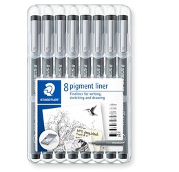 Staedtler Pigment Liner Teknik Çizim Kalemi Seti 8'li Plastik Kutulu - Thumbnail