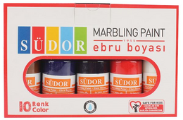 Südor Ebru Boyası Seti 10 Renk x 30 ml. Damlalıklı Şişe