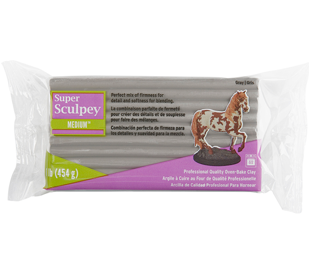 Super Sculpey Medium Blend Polimer Kil (fırınlanabilir Model Hamuru) 454 Gr. Gri